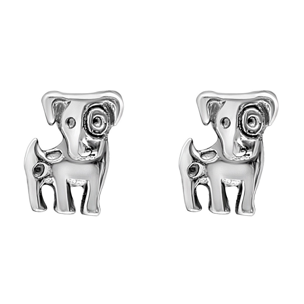 Sterling Silver Spotted Dog Stud Earrings